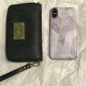 MICHAEL KORS Wallet wristlet, Black and gold